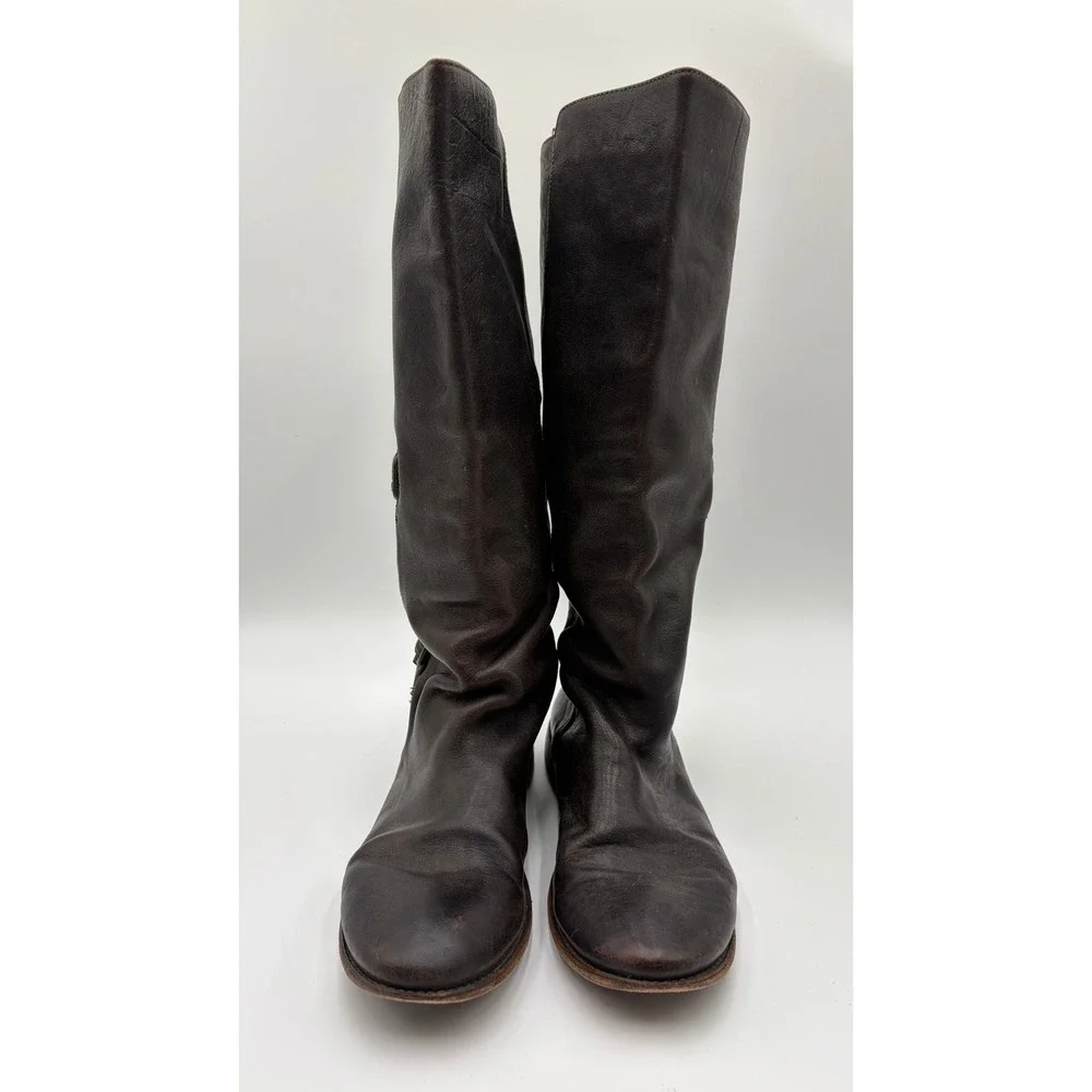 Frye Paige Buckle Tall Riding Leather Boots Women 10 Equestrian Old Money Preppy
